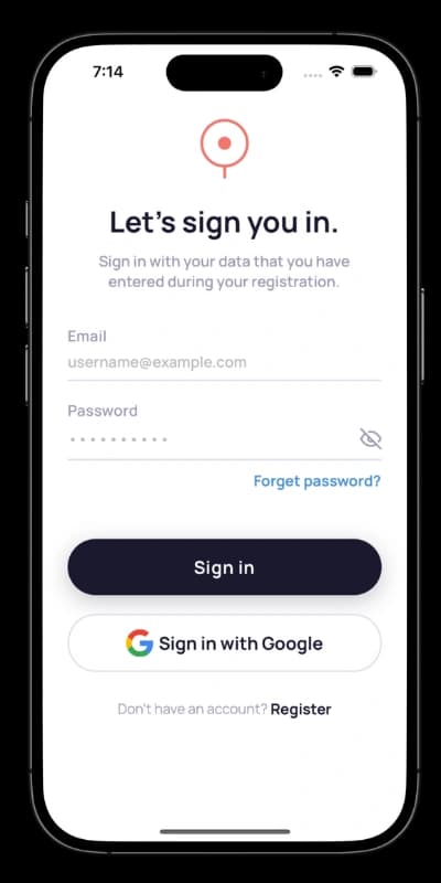 Login User login screen